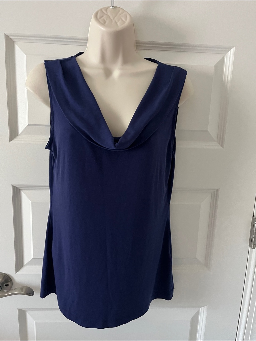 Banana Republic Navy Sleeveless Cowl-Neck Shell